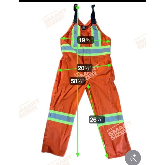 Put It On Hi Vis Orange Bib Overalls Size 44 Reflective Stripes Adjustable - Picture 9 of 10